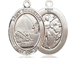 [7188SS] Sterling Silver Saint Sebastian Fishing Medal