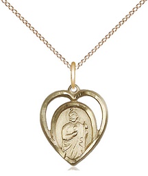 [4128GF/18GF] 14kt Gold Filled Saint Jude Pendant on a 18 inch Gold Filled Light Curb chain