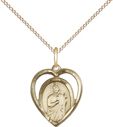 [4128GF/18GF] 14kt Gold Filled Saint Jude Pendant on a 18 inch Gold Filled Light Curb chain