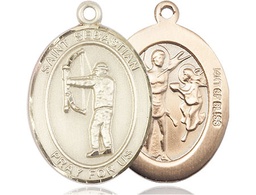 [7189GF] 14kt Gold Filled Saint Sebastian Archery Medal
