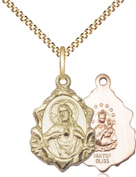 [0822SGF/18G] 14kt Gold Filled Scapular Pendant on a 18 inch Gold Plate Light Curb chain