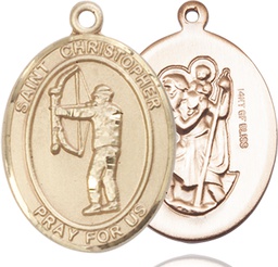 [7190GF] 14kt Gold Filled Saint Christopher Archery Medal