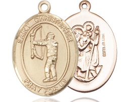 [7190GF] 14kt Gold Filled Saint Christopher Archery Medal