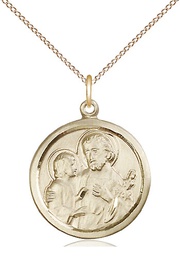 [4140GF/18GF] 14kt Gold Filled Saint Joseph Pendant on a 18 inch Gold Filled Light Curb chain