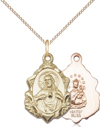 [0822SGF/18GF] 14kt Gold Filled Scapular Pendant on a 18 inch Gold Filled Light Curb chain