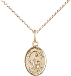 [9032GF/18GF] 14kt Gold Filled Saint Dymphna Pendant on a 18 inch Gold Filled Light Curb chain