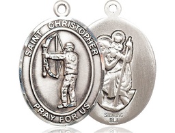 [7190SS] Sterling Silver Saint Christopher Archery Medal