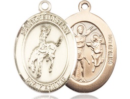 [7191GF] 14kt Gold Filled Saint Sebastian Rodeo Medal