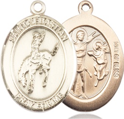 [7191GF] 14kt Gold Filled Saint Sebastian Rodeo Medal