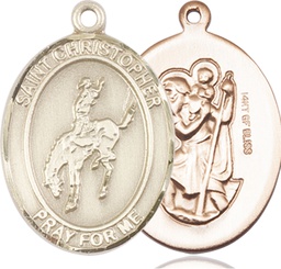 [7192GF] 14kt Gold Filled Saint Christopher Rodeo Medal