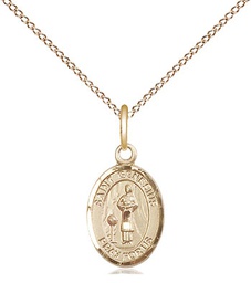 [9038GF/18GF] 14kt Gold Filled Saint Genesius of Rome Pendant on a 18 inch Gold Filled Light Curb chain