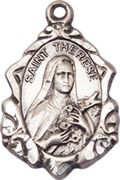 [0822TESS] Sterling Silver Saint Therese of Lisieux Medal