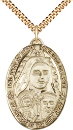 [4147GF/24G] 14kt Gold Filled Saint Therese of the Child of Jesus Pendant on a 24 inch Gold Plate Heavy Curb chain