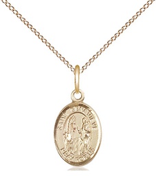 [9041GF/18GF] 14kt Gold Filled Saint Genevieve Pendant on a 18 inch Gold Filled Light Curb chain