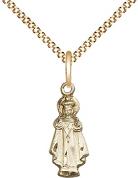 [0823GF/18G] 14kt Gold Filled Infant of Prague Pendant on a 18 inch Gold Plate Light Curb chain