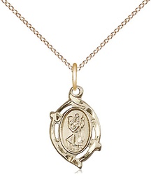 [4152CGF/18GF] 14kt Gold Filled Saint Christopher Pendant on a 18 inch Gold Filled Light Curb chain