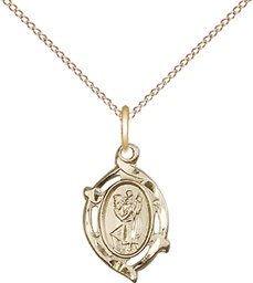 [4152CGF/18GF] 14kt Gold Filled Saint Christopher Pendant on a 18 inch Gold Filled Light Curb chain