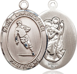 [7194SS] Sterling Silver Saint Christopher Rugby Medal