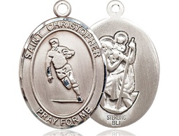 [7194SS] Sterling Silver Saint Christopher Rugby Medal