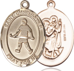 [7195GF] 14kt Gold Filled Saint Christopher Field Hockey Medal