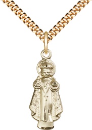 [0824GF/24G] 14kt Gold Filled Infant of Prague Pendant on a 24 inch Gold Plate Heavy Curb chain