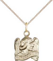 [4210GF/18GF] 14kt Gold Filled Saint Matthew Pendant on a 18 inch Gold Filled Light Curb chain