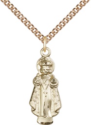 [0824GF/24GF] 14kt Gold Filled Infant of Prague Pendant on a 24 inch Gold Filled Heavy Curb chain