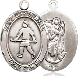 [7195SS] Sterling Silver Saint Christopher Field Hockey Medal