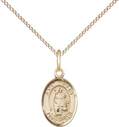 [9045GF/18GF] 14kt Gold Filled Saint Hubert of Liege Pendant on a 18 inch Gold Filled Light Curb chain