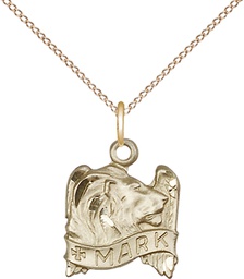 [4211GF/18GF] 14kt Gold Filled Saint Mark the Evangelist Pendant on a 18 inch Gold Filled Light Curb chain