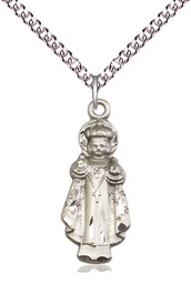 [0824SS/24SS] Sterling Silver Infant of Prague Pendant on a 24 inch Sterling Silver Heavy Curb chain