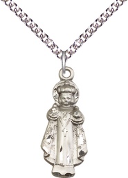 [0824SS/24SS] Sterling Silver Infant of Prague Pendant on a 24 inch Sterling Silver Heavy Curb chain