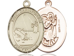 [7196GF] 14kt Gold Filled Saint Christopher Fishing Medal