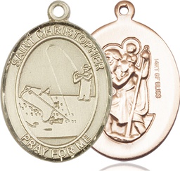 [7196GF] 14kt Gold Filled Saint Christopher Fishing Medal