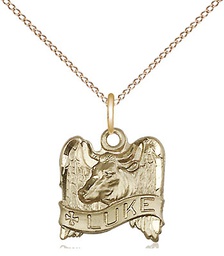 [4212GF/18GF] 14kt Gold Filled Saint Luke Pendant on a 18 inch Gold Filled Light Curb chain