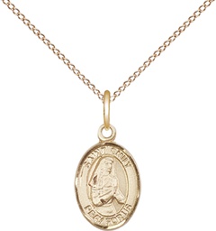 [9047GF/18GF] 14kt Gold Filled Saint Emily de Vialar Pendant on a 18 inch Gold Filled Light Curb chain