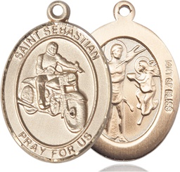 [7197GF] 14kt Gold Filled Saint Sebastian Motorcycle Medal