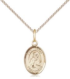 [9049GF/18GF] 14kt Gold Filled Saint Isidore of Seville Pendant on a 18 inch Gold Filled Light Curb chain