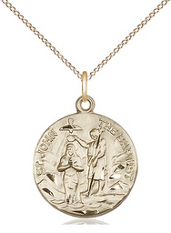 [4229GF/18GF] 14kt Gold Filled Saint John the Baptist Pendant on a 18 inch Gold Filled Light Curb chain