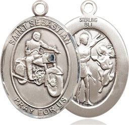 [7197SS] Sterling Silver Saint Sebastian Motorcycle Medal