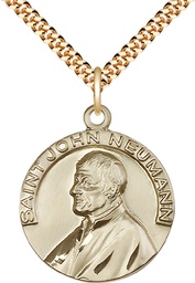 [4230GF/24G] 14kt Gold Filled Saint John Neumann Pendant on a 24 inch Gold Plate Heavy Curb chain