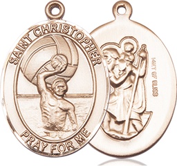 [7198GF] 14kt Gold Filled Saint Christopher Water Polo-Men Medal