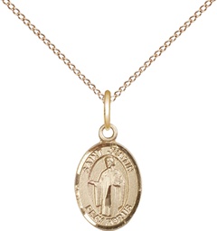 [9052GF/18GF] 14kt Gold Filled Saint Justin Pendant on a 18 inch Gold Filled Light Curb chain