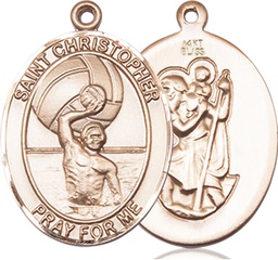 [7198KT] 14kt Gold Saint Christopher Water Polo-Men Medal