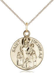 [4244GF/18GF] 14kt Gold Filled Saint Nicholas Pendant on a 18 inch Gold Filled Light Curb chain