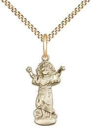 [0829GF/18G] 14kt Gold Filled Divino Nino Pendant on a 18 inch Gold Plate Light Curb chain