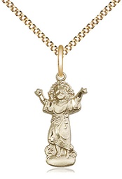 [0829GF/18G] 14kt Gold Filled Divino Nino Pendant on a 18 inch Gold Plate Light Curb chain