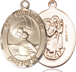 [7199GF] 14kt Gold Filled Saint Christopher Water Polo-Women Medal