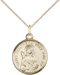 [4267GF/18GF] 14kt Gold Filled Saint Philomena Pendant on a 18 inch Gold Filled Light Curb chain