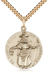 [4268GF/24G] 14kt Gold Filled Saint NiCB1o de Atocha Pendant on a 24 inch Gold Plate Heavy Curb chain